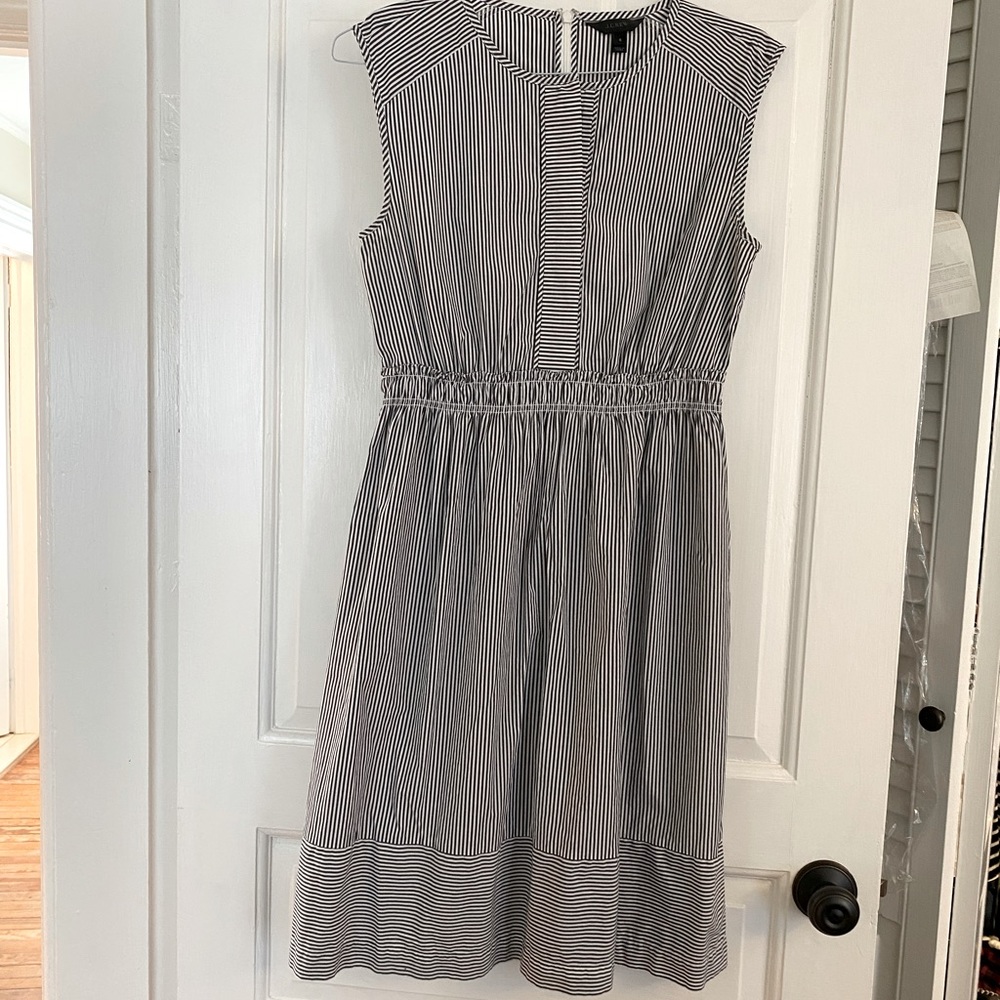 J Crew gray and white striped dress